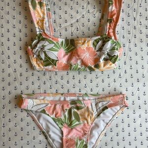 Pink and Green Floral Bikini